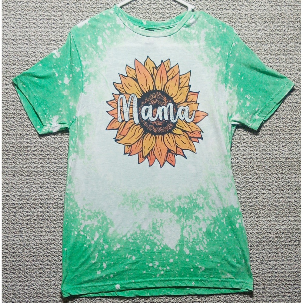 Gildan Softstyle Unisex M Green/White Cotton Knit Crew Neck Mama Graphic Tee K8